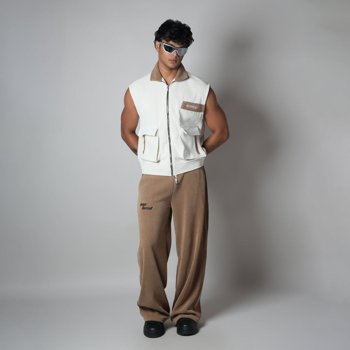 WHITE DUAL KNITDRIP UTILITY JACKET