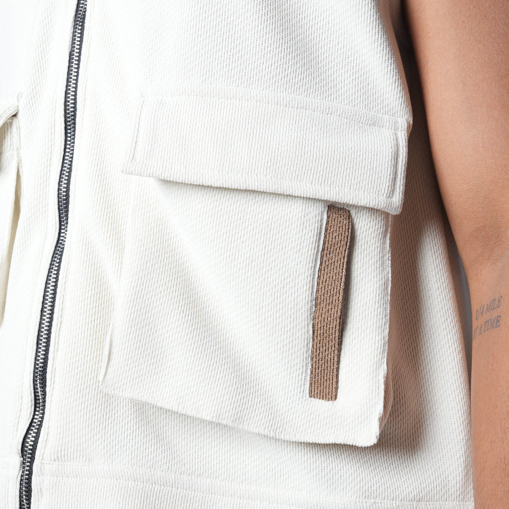 WHITE DUAL KNITDRIP UTILITY JACKET