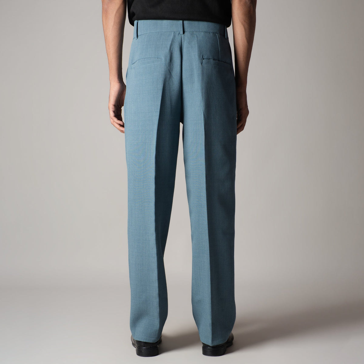 DUSTY BLUE DOUBLE FLAP TROUSER
