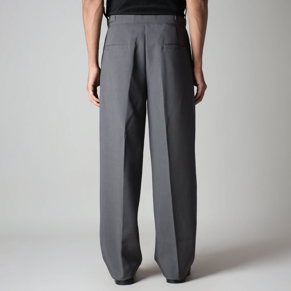 CHARCOAL DOUBLE PLEAT STRAIGHT FIT TROUSER