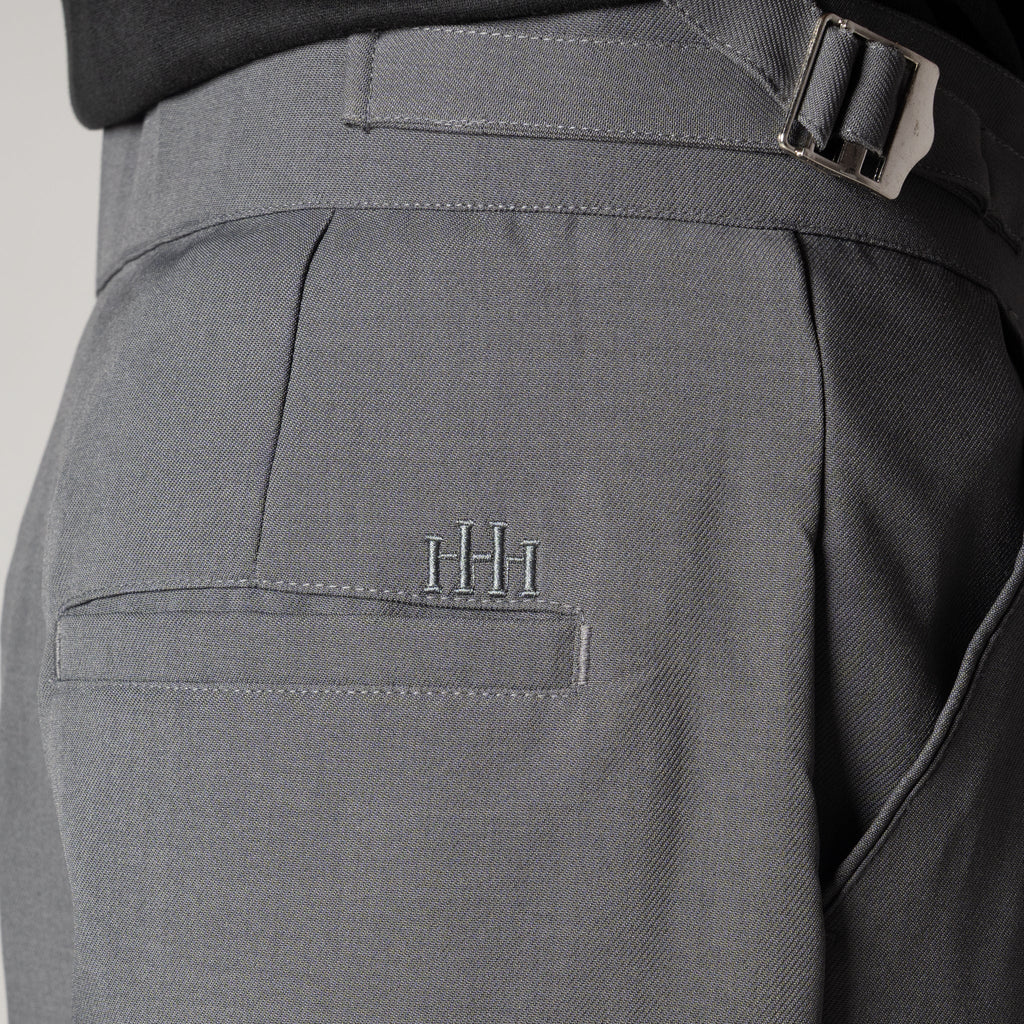 CHARCOAL DOUBLE PLEAT STRAIGHT FIT TROUSER
