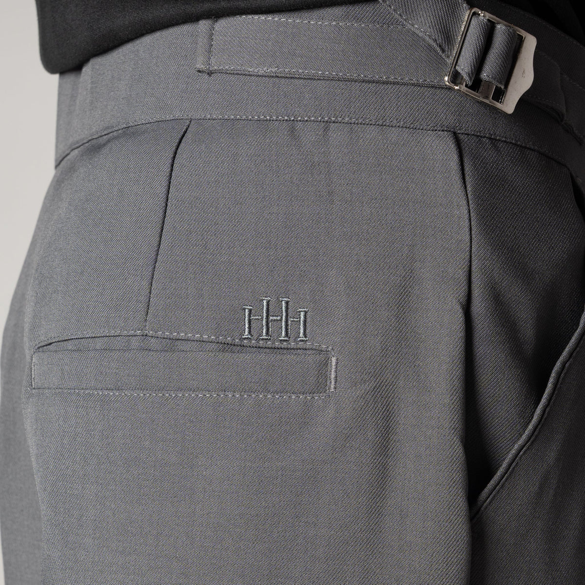 CHARCOAL DOUBLE PLEAT STRAIGHT FIT TROUSER