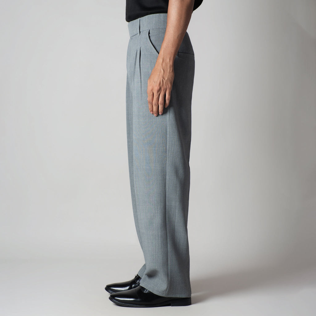 SILVER GREY DOUBLE FLAP TROUSER
