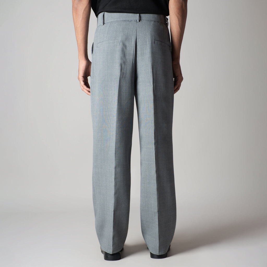 SILVER GREY DOUBLE FLAP TROUSER