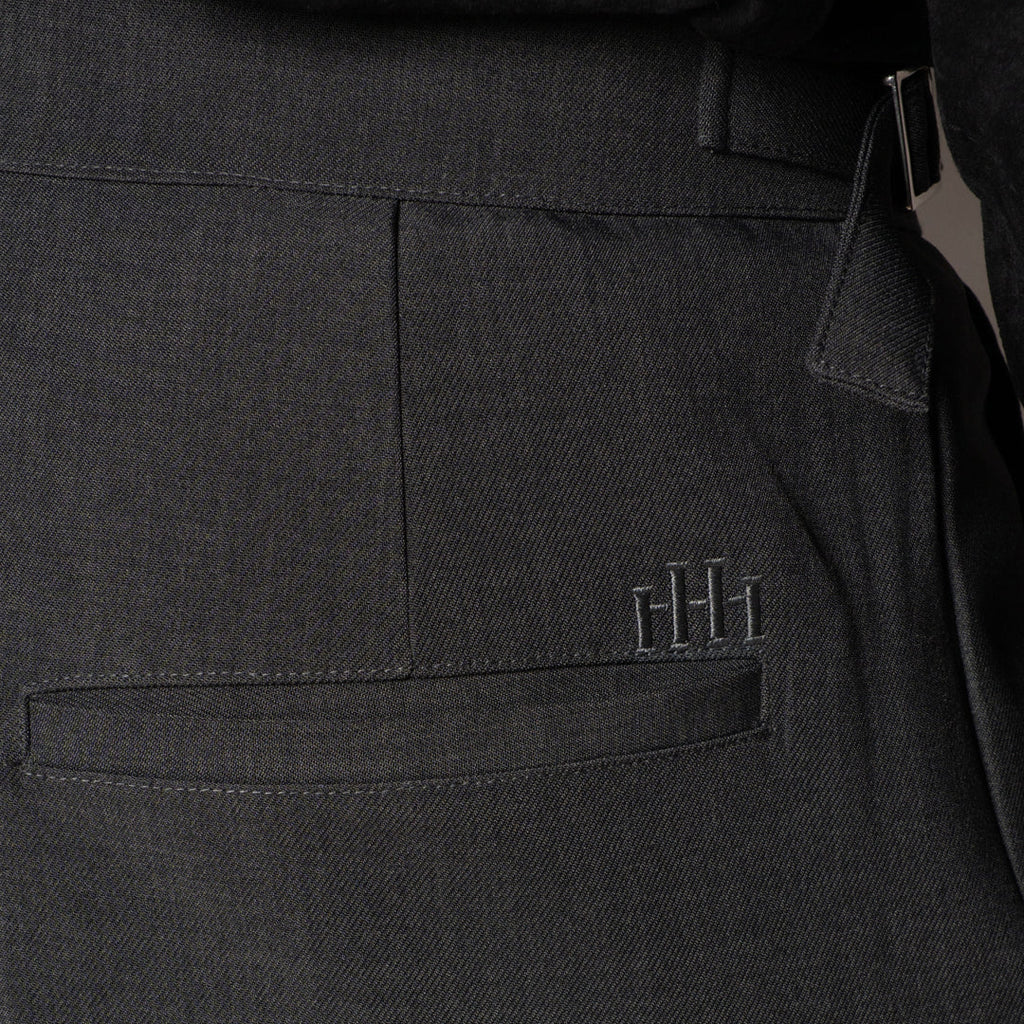 DK. GREY DOUBLE PLEAT STRAIGHT FIT TROUSER