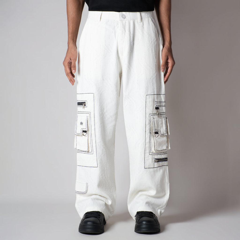 WHITE POCKET DENIM CARGO