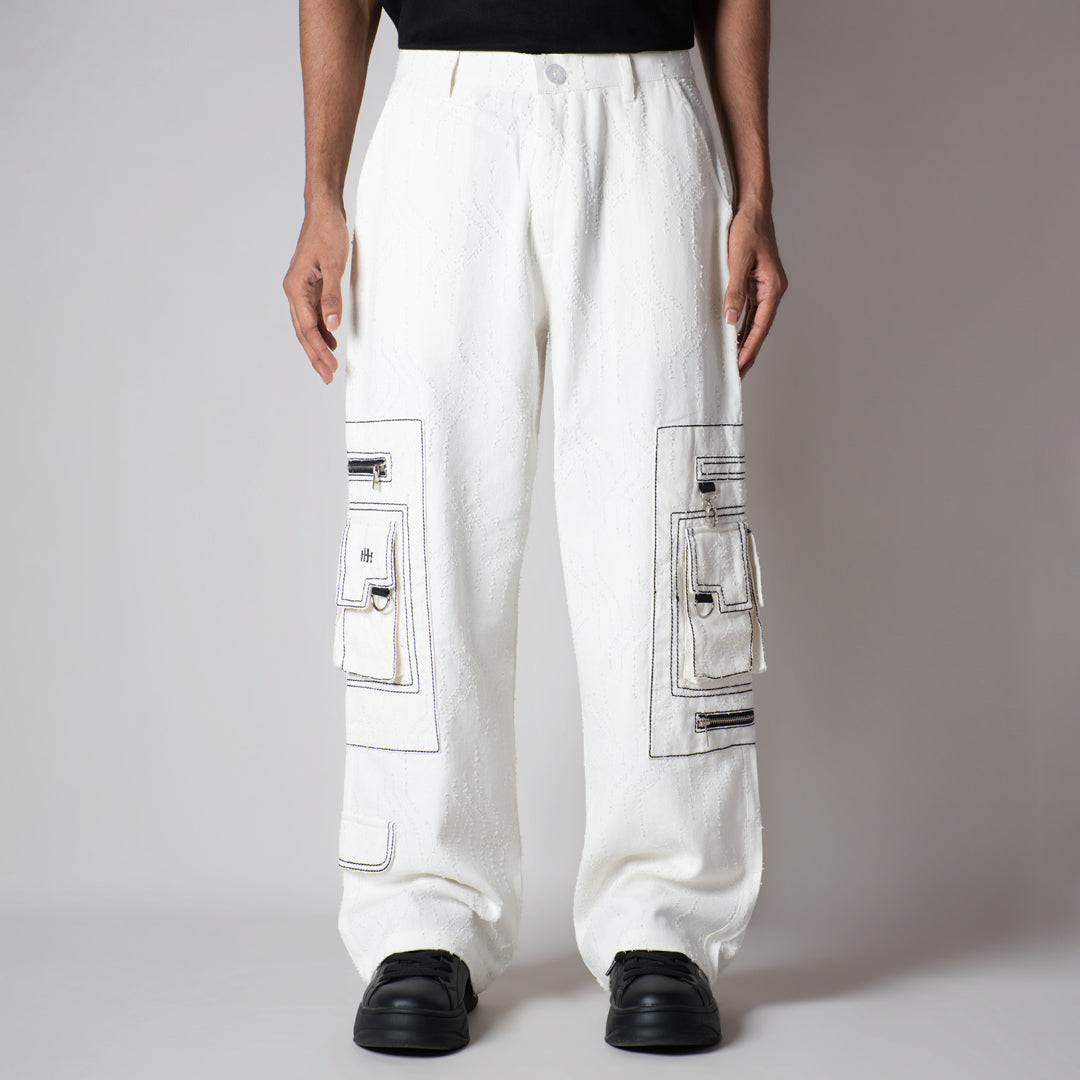 WHITE POCKET DENIM CARGO