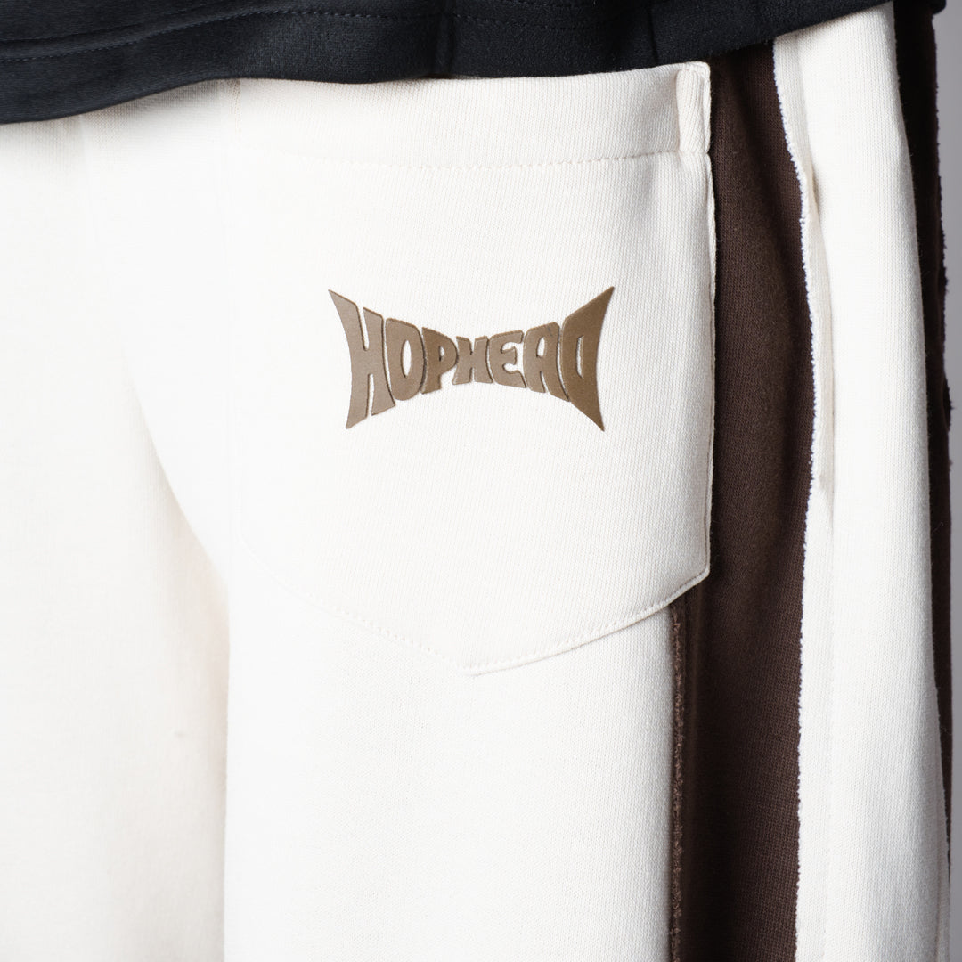 IVORY & BROWN RAW EDGE SWEATPANT