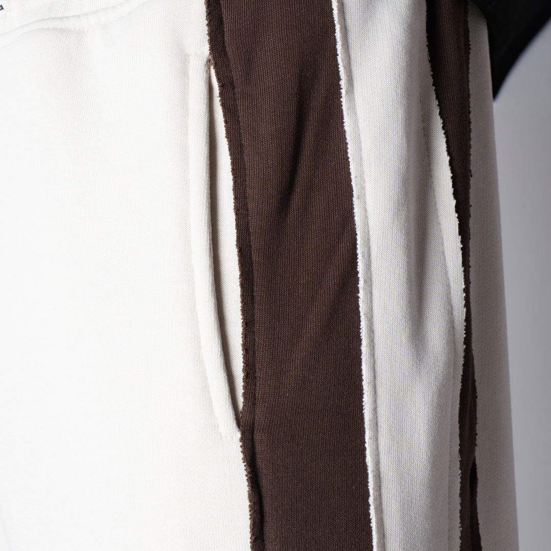 IVORY & BROWN RAW EDGE SWEATPANT
