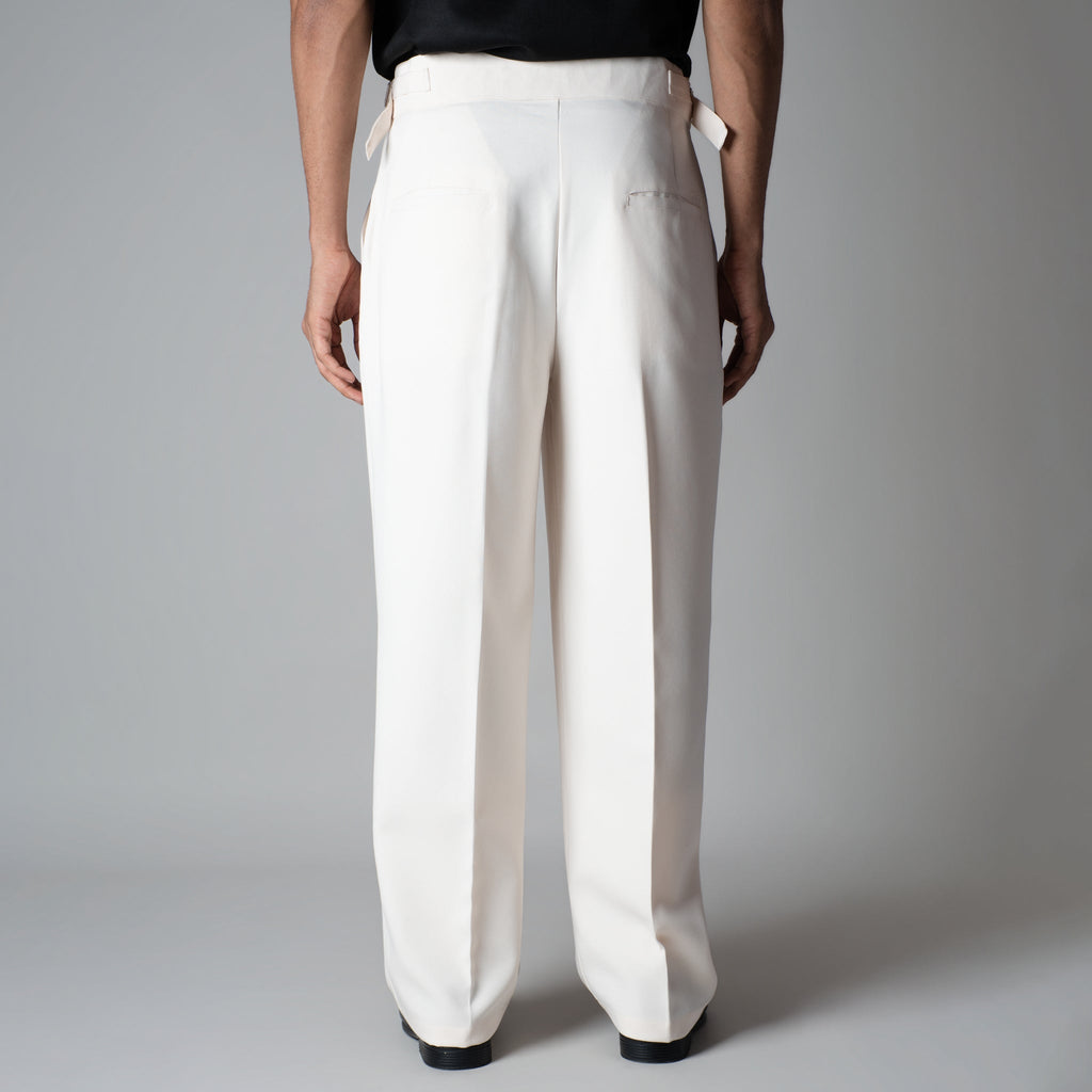 OFF-WHITE DOUBLE PLEAT STRAIGHT FIT TROUSER