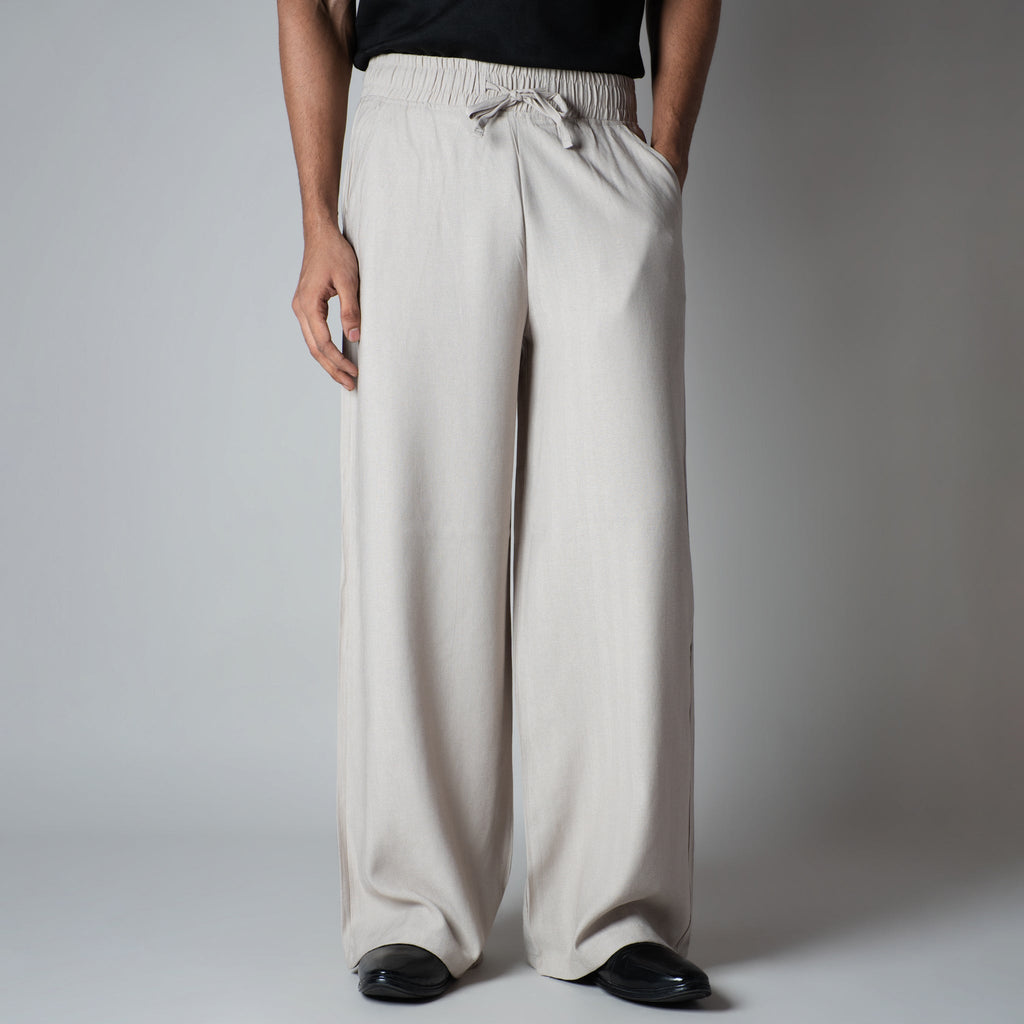 OYSTER CREAM FLOW FABRIC PANT