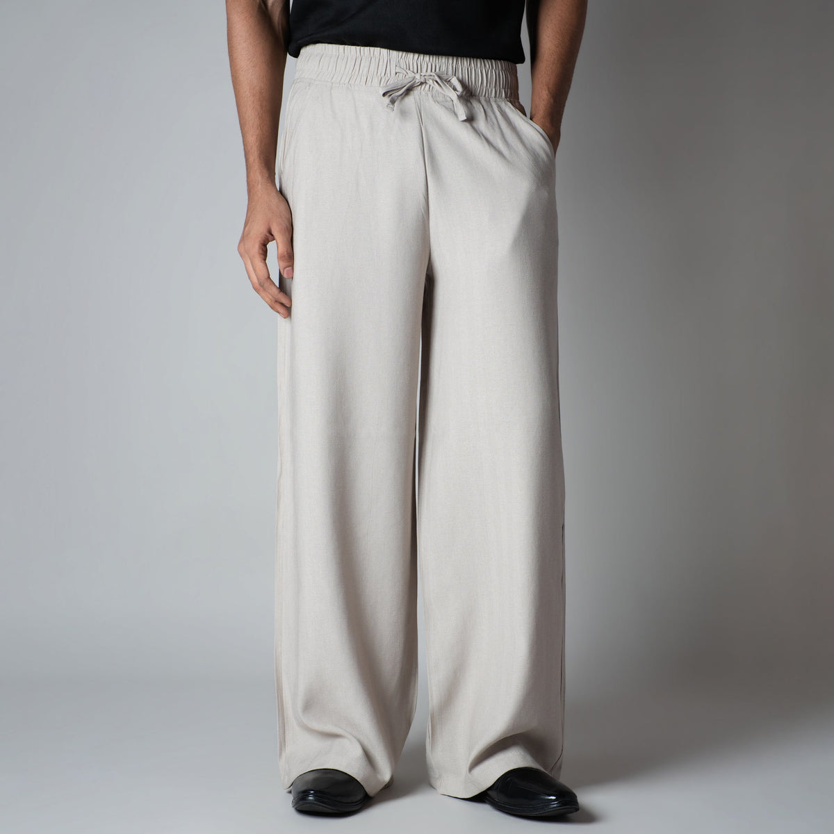 OYSTER CREAM FLOW FABRIC PANT