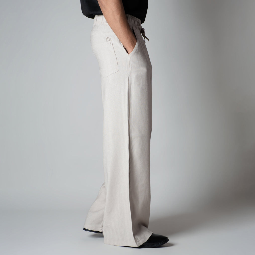 OYSTER CREAM FLOW FABRIC PANT