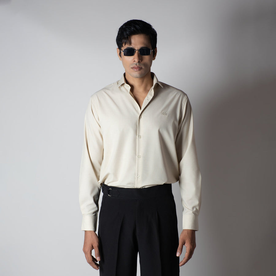 BEIGE FEATHER SHIRT