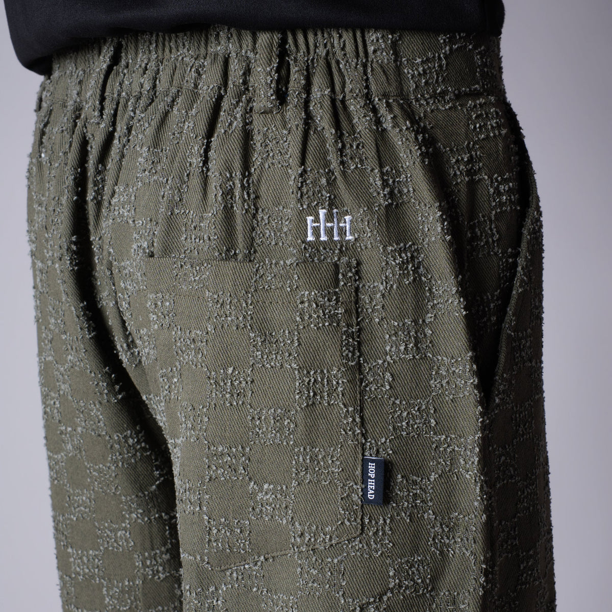 OLIVE CHECKERED ROOFING BOOT CUT DENIM