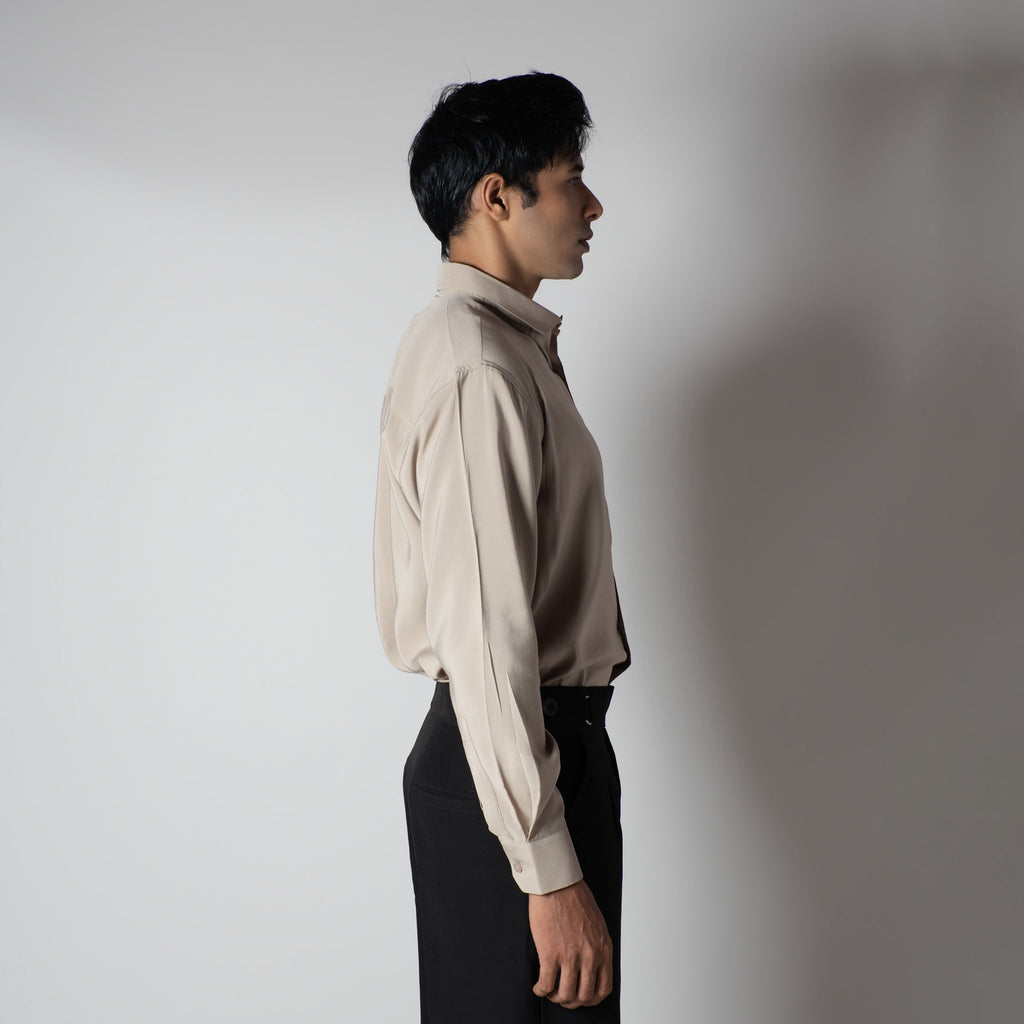 BEIGE ESSENTIAL SUEDE LUXE SHIRT