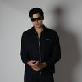 CHARCOAL VERTICAL STRIPED ZIPPER JACKET