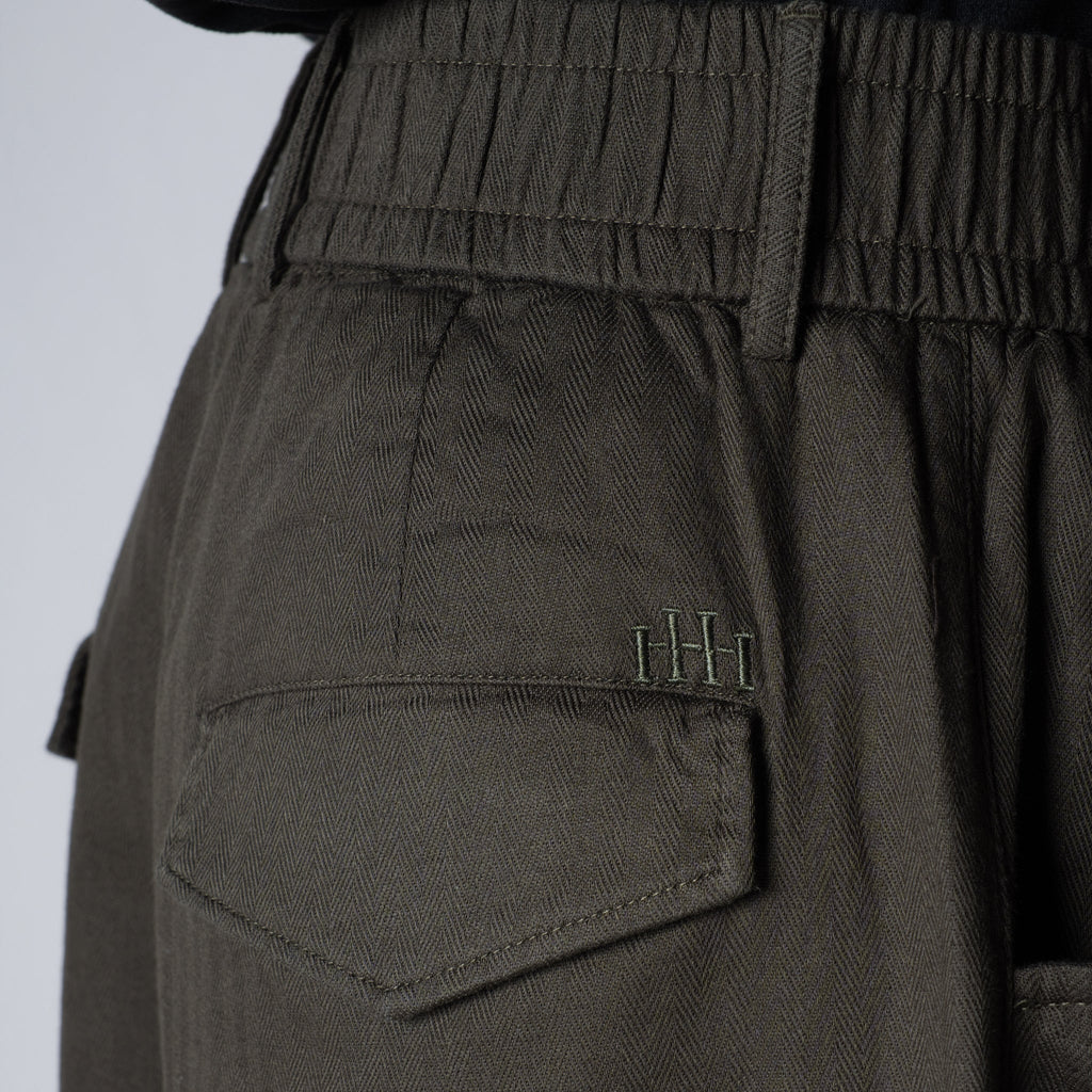 DARK GREEN VERTICAL LINE SOFTMOVE LINEN PANTS
