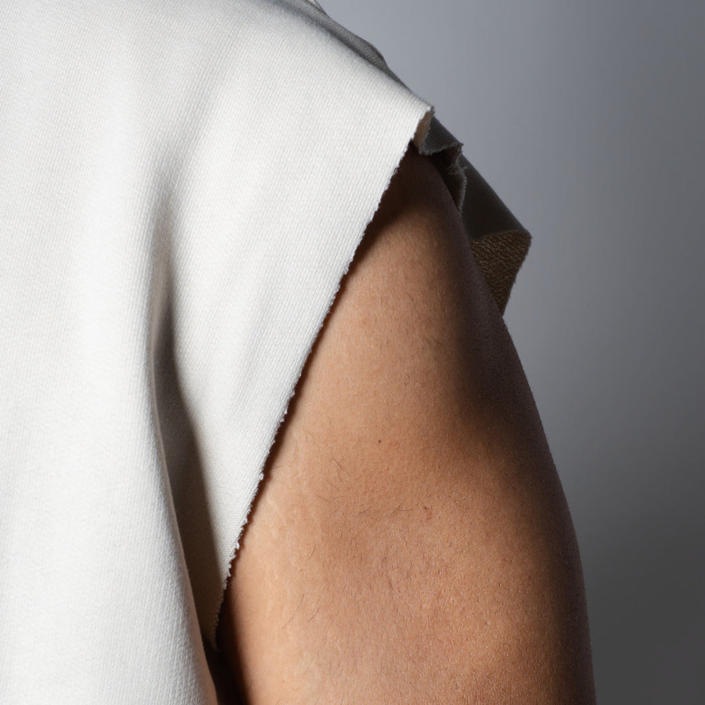 IVORY SLEEVELESS RAW EDGE TSHIRT