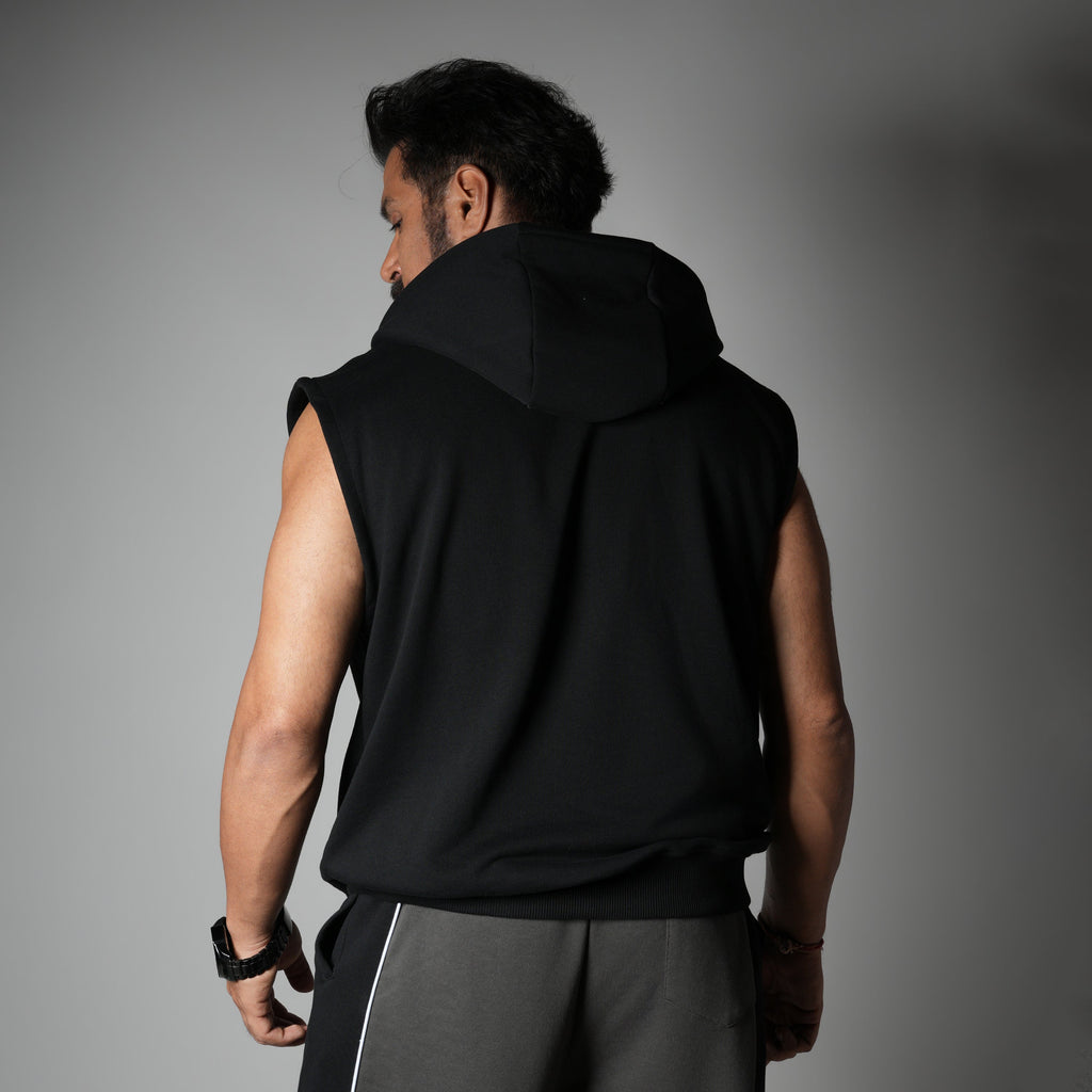 BLACK AXIS SLEEVELESS HOODIE