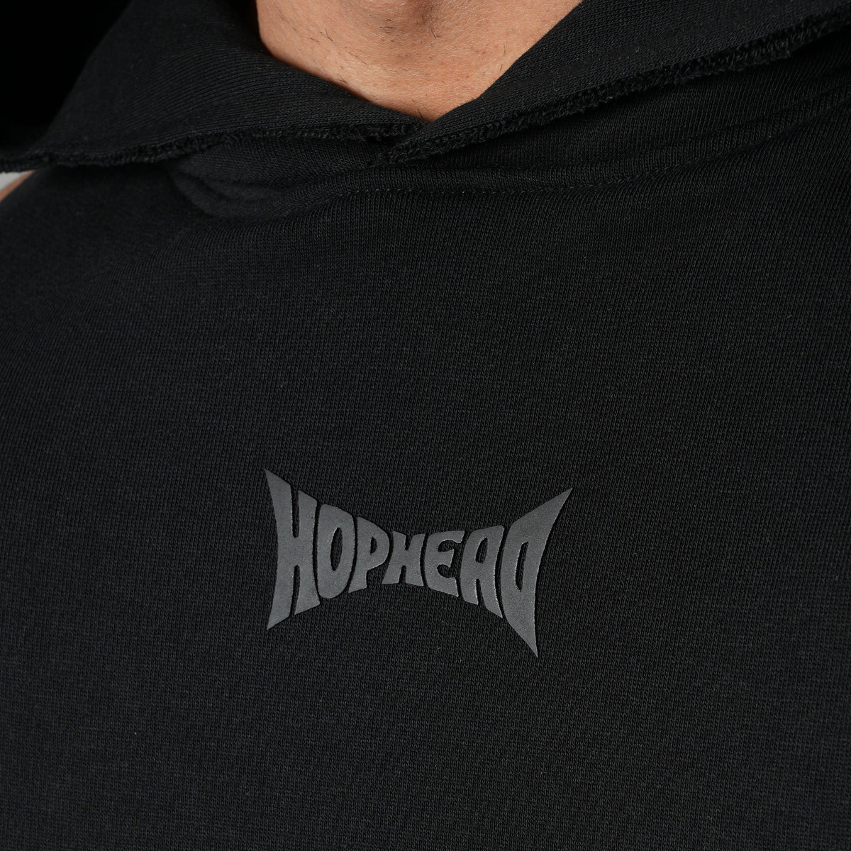 BLACK RAW EDGE SLEEVELESS HOODIE