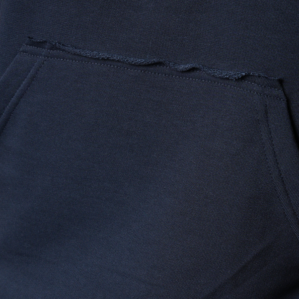 NAVY BLUE RAW EDGE SLEEVELESS HOODIE