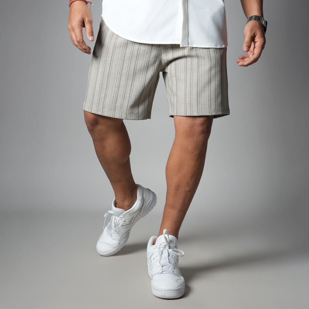 IVORY PINSTRIPE SHORTS