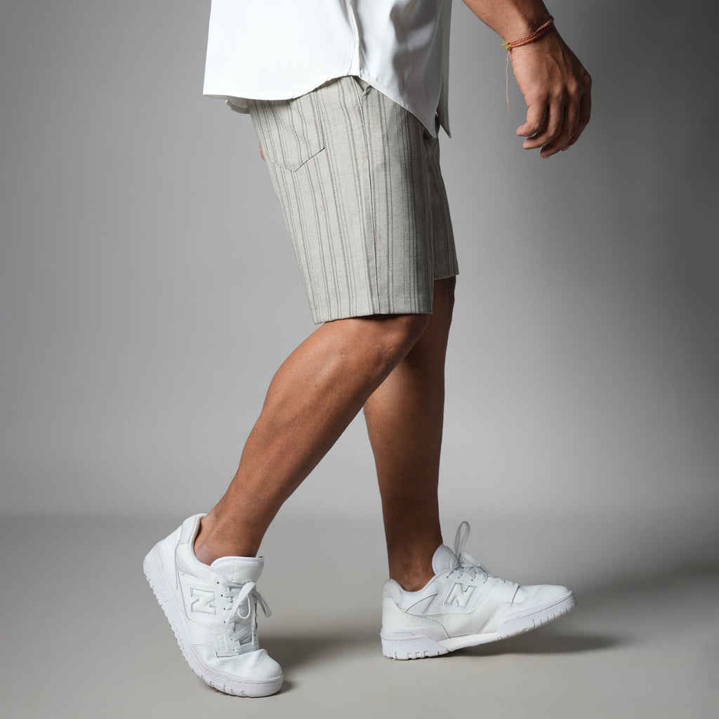 IVORY PINSTRIPE SHORTS