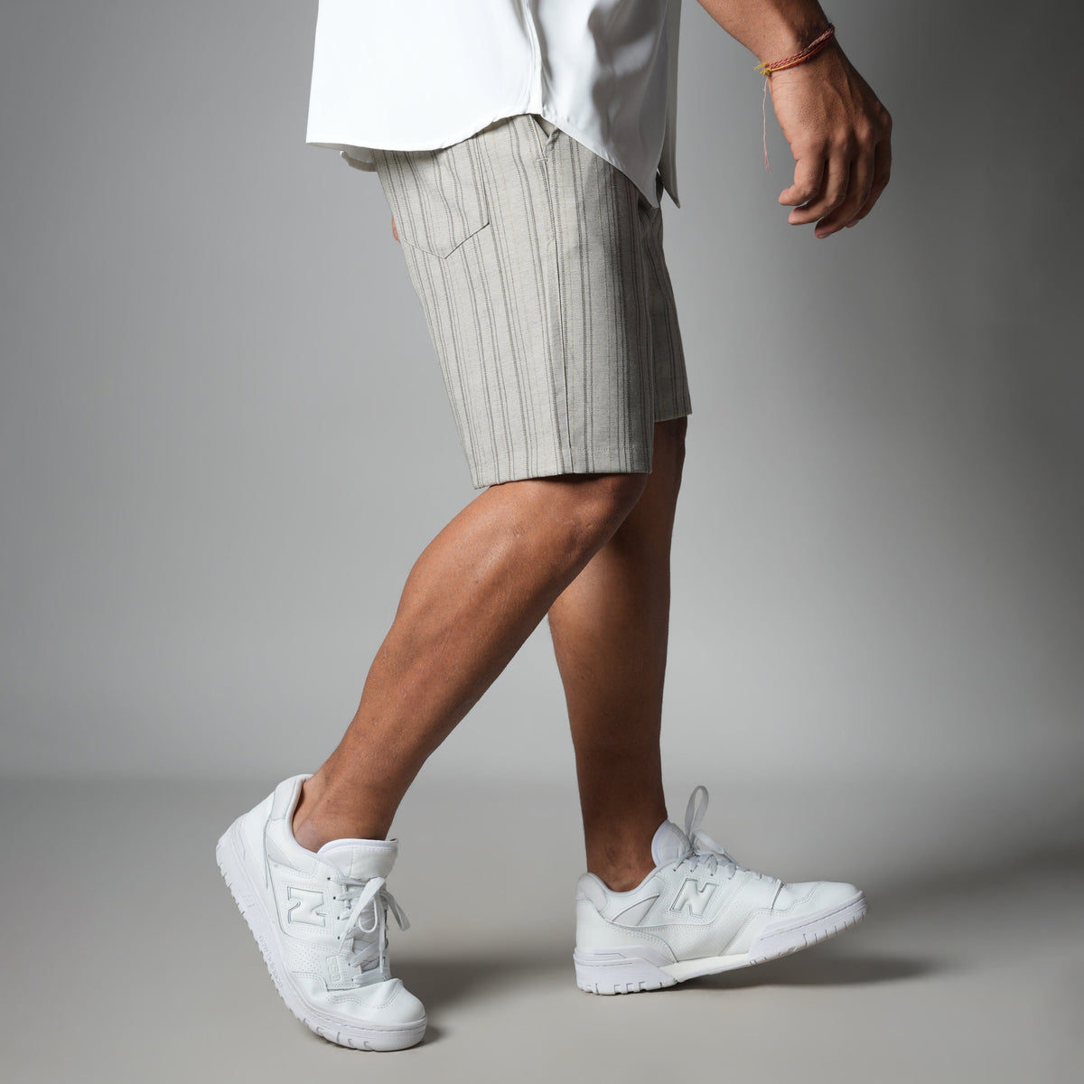 IVORY PINSTRIPE SHORTS