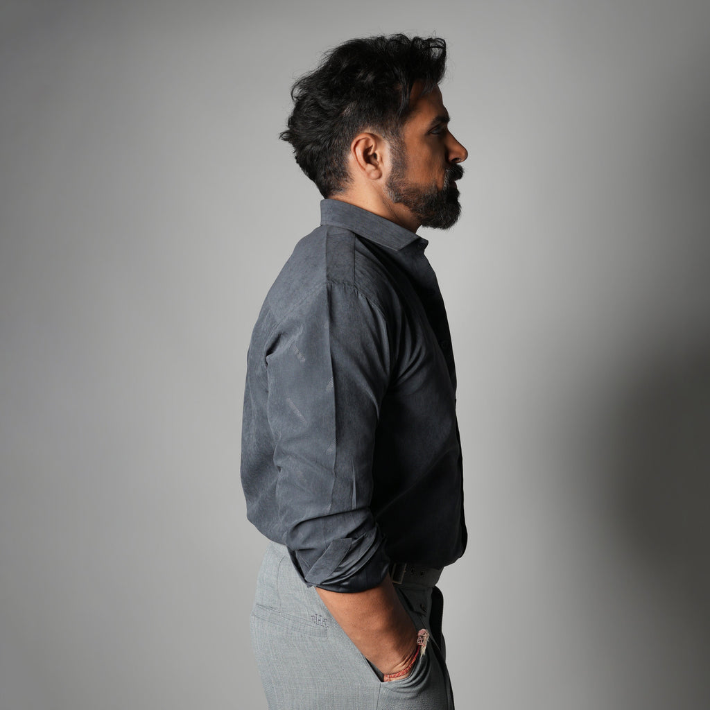CHARCOAL SUEDE LASER LUXE SHIRT