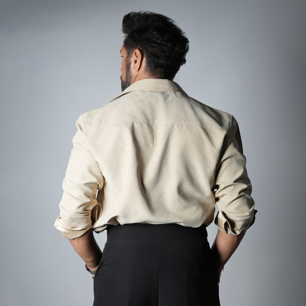 BEIGE SUEDE LASER LUXE SHIRT