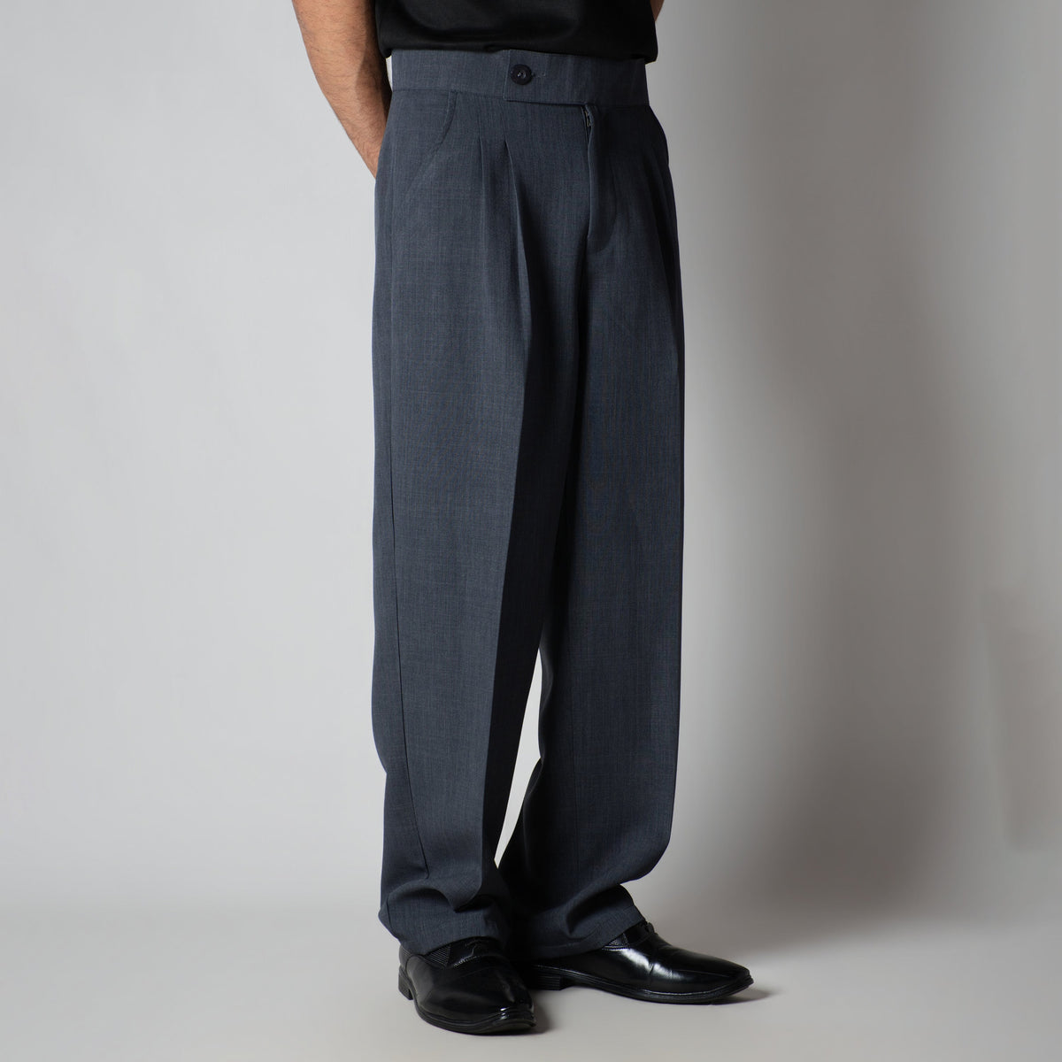 DARK GREY SINGLE BUTTON TROUSER
