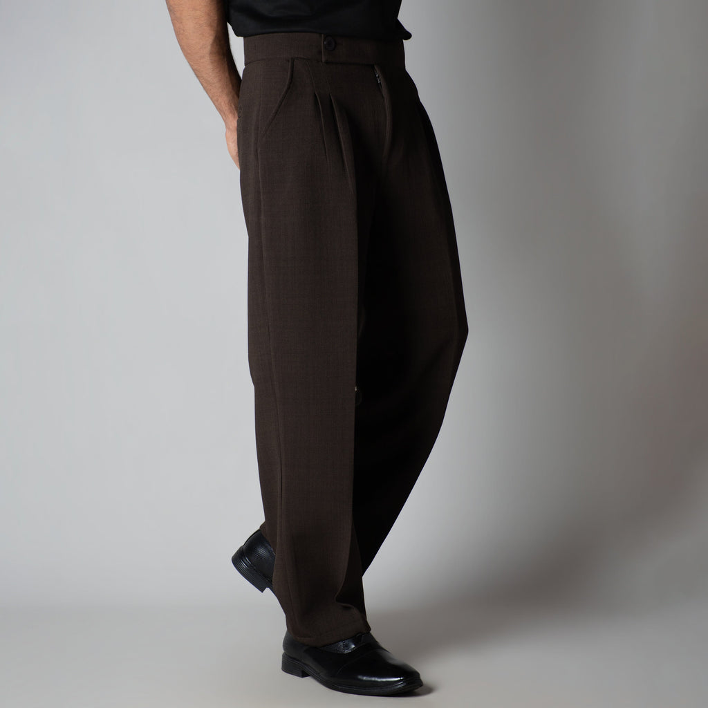 BROWN SINGLE BUTTON TROUSER