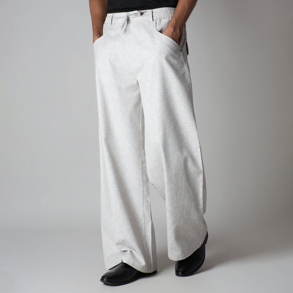 STONE GREY SOFTMOVE COTTON LINEN PANTS