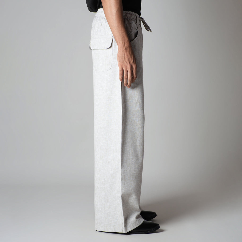 STONE GREY SOFTMOVE COTTON LINEN PANTS