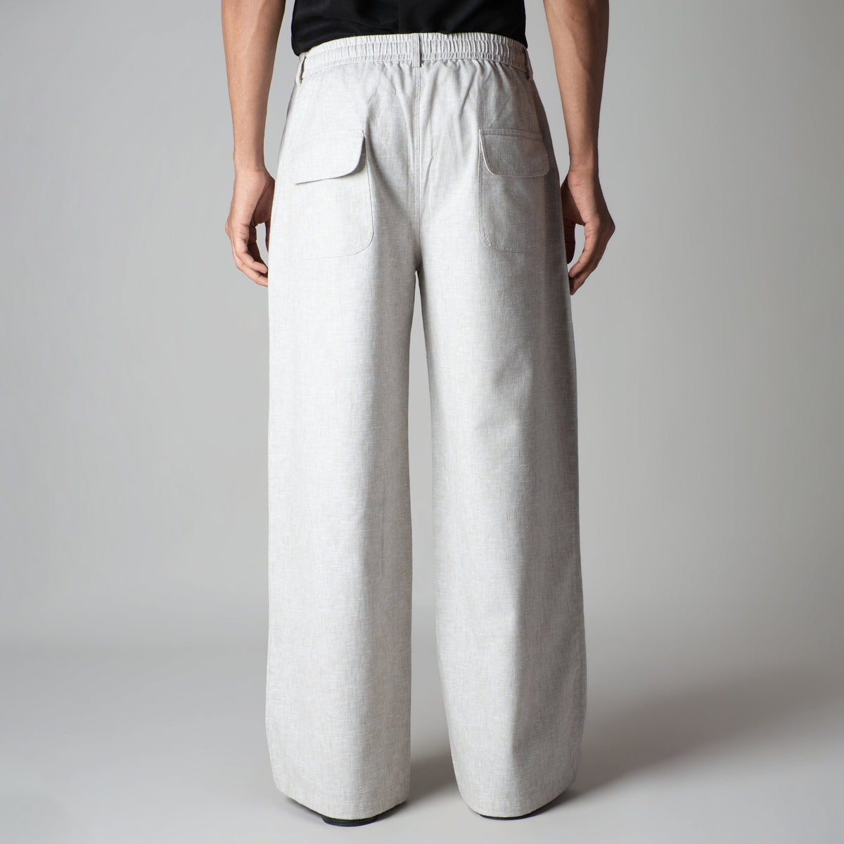 STONE GREY SOFTMOVE COTTON LINEN PANTS