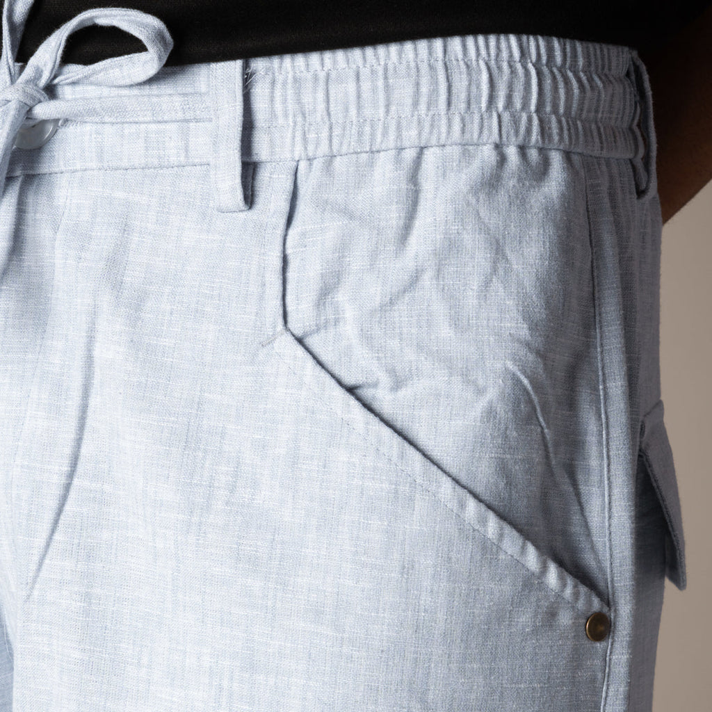 ICE BLUE SOFTMOVE COTTON LINEN PANTS
