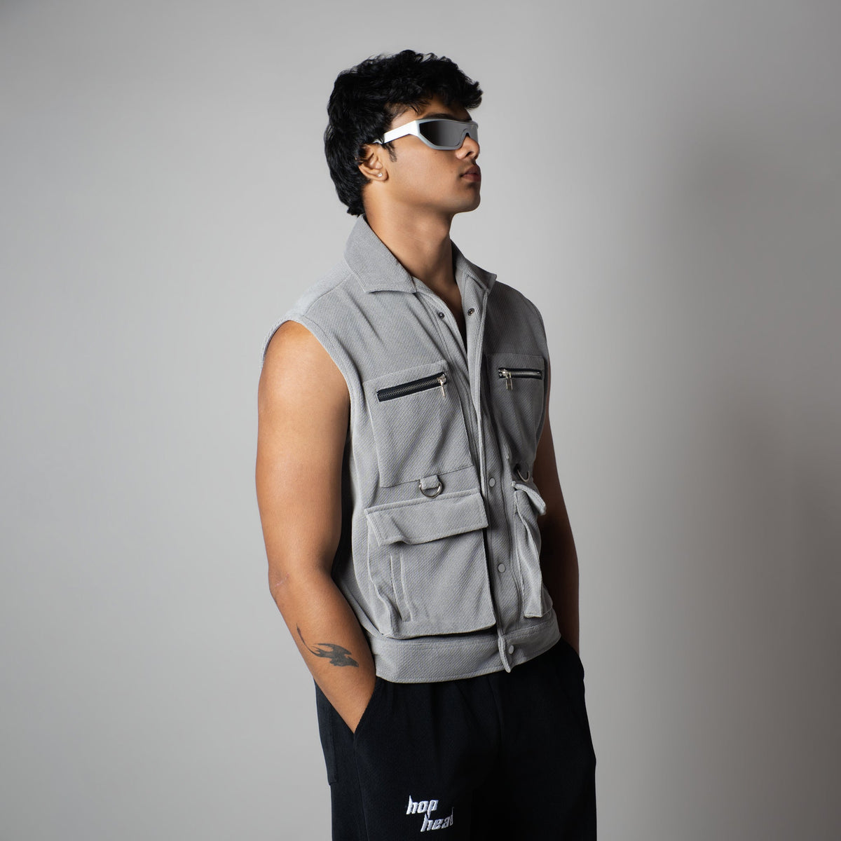 GREY KNITDRIP UTILITY JACKET