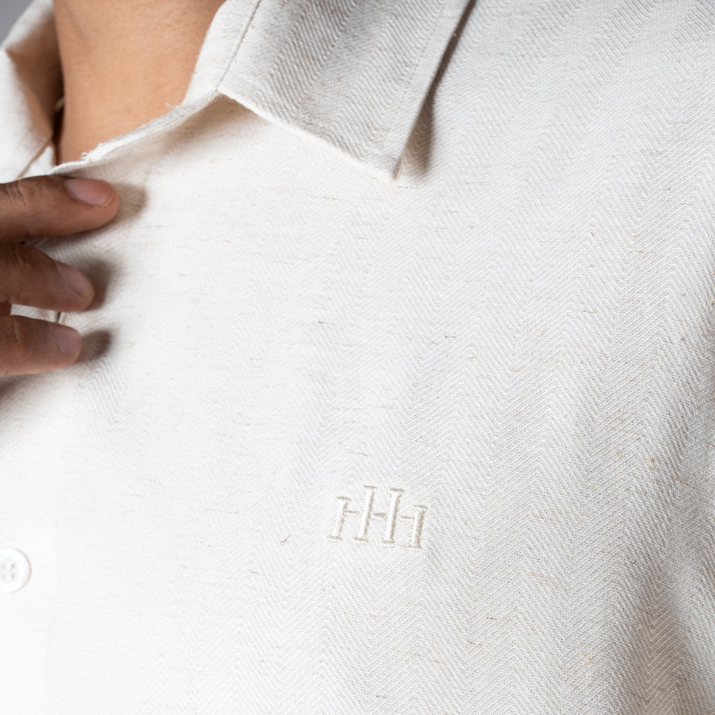 NATURAL LINEN FLOW FABRIC SHIRT