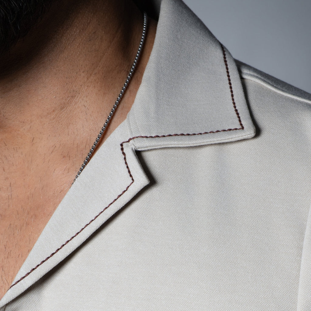 Beige Cuban Collar Shirt