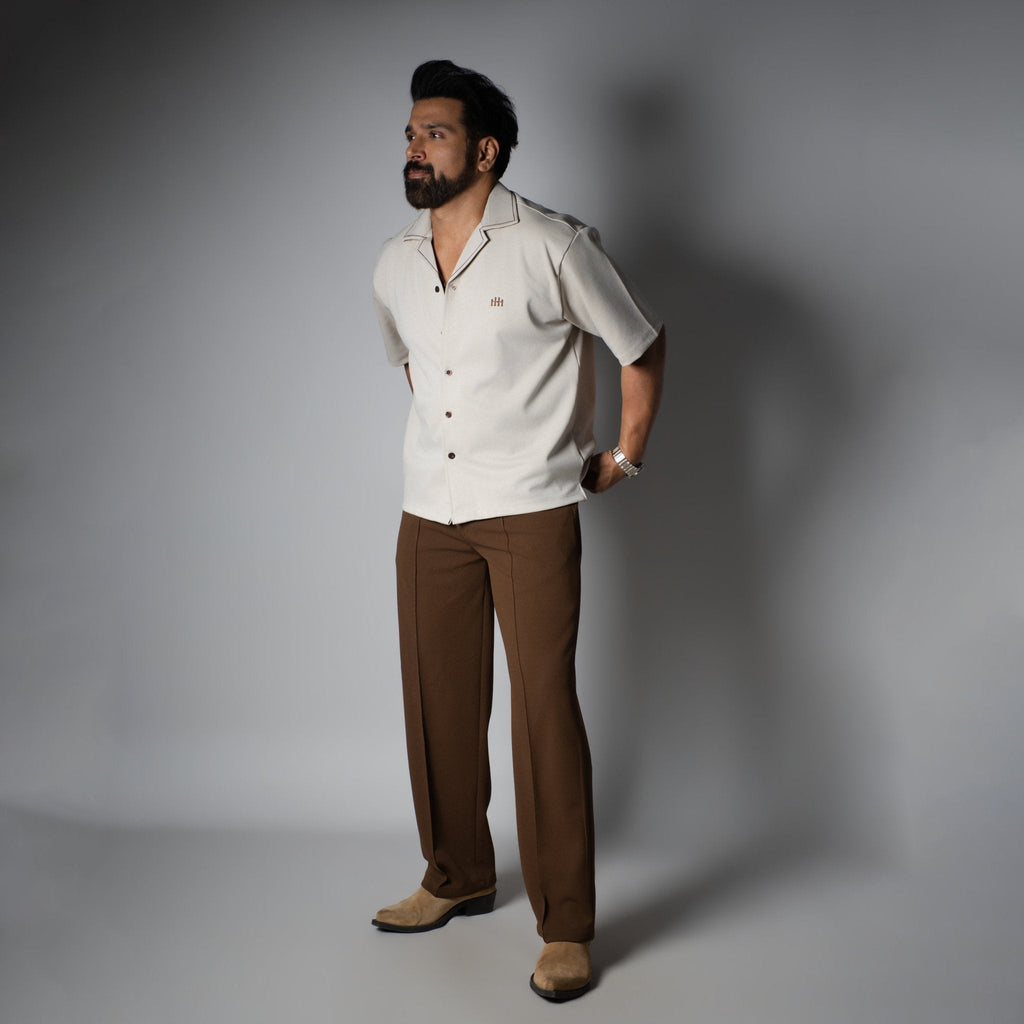 Beige Cuban Collar Shirt