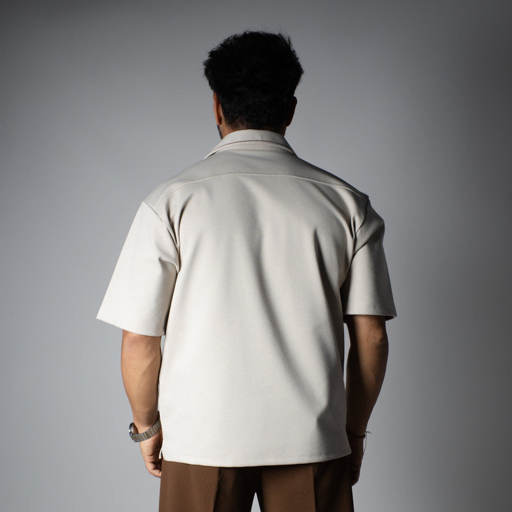 Beige Cuban Collar Shirt