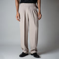 BEIGE DOUBLE PLEAT STRAIGHT FIT TROUSER
