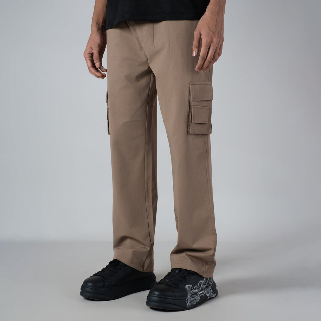 BEIGE DOUBLEDECK POCKET CARGO SWEATPANT