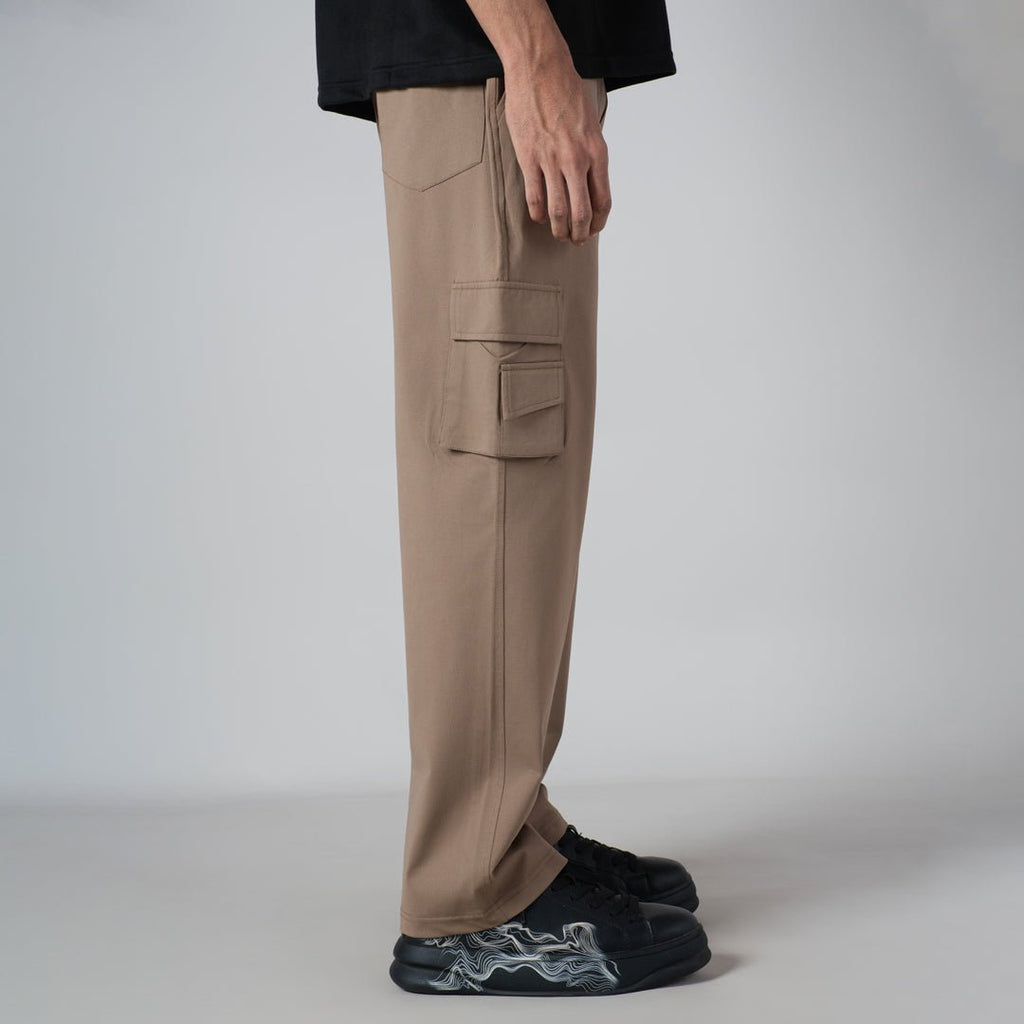BEIGE DOUBLEDECK POCKET CARGO SWEATPANT