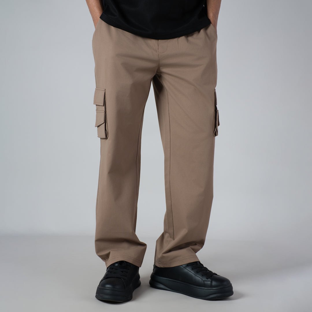 BEIGE DOUBLEDECK POCKET CARGO SWEATPANT