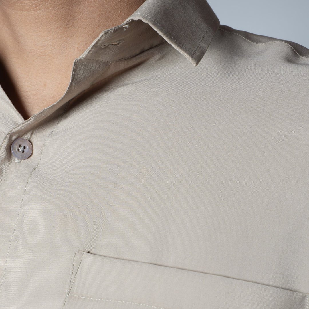 BEIGE ESSENTIAL SUEDE LUXE SHIRT