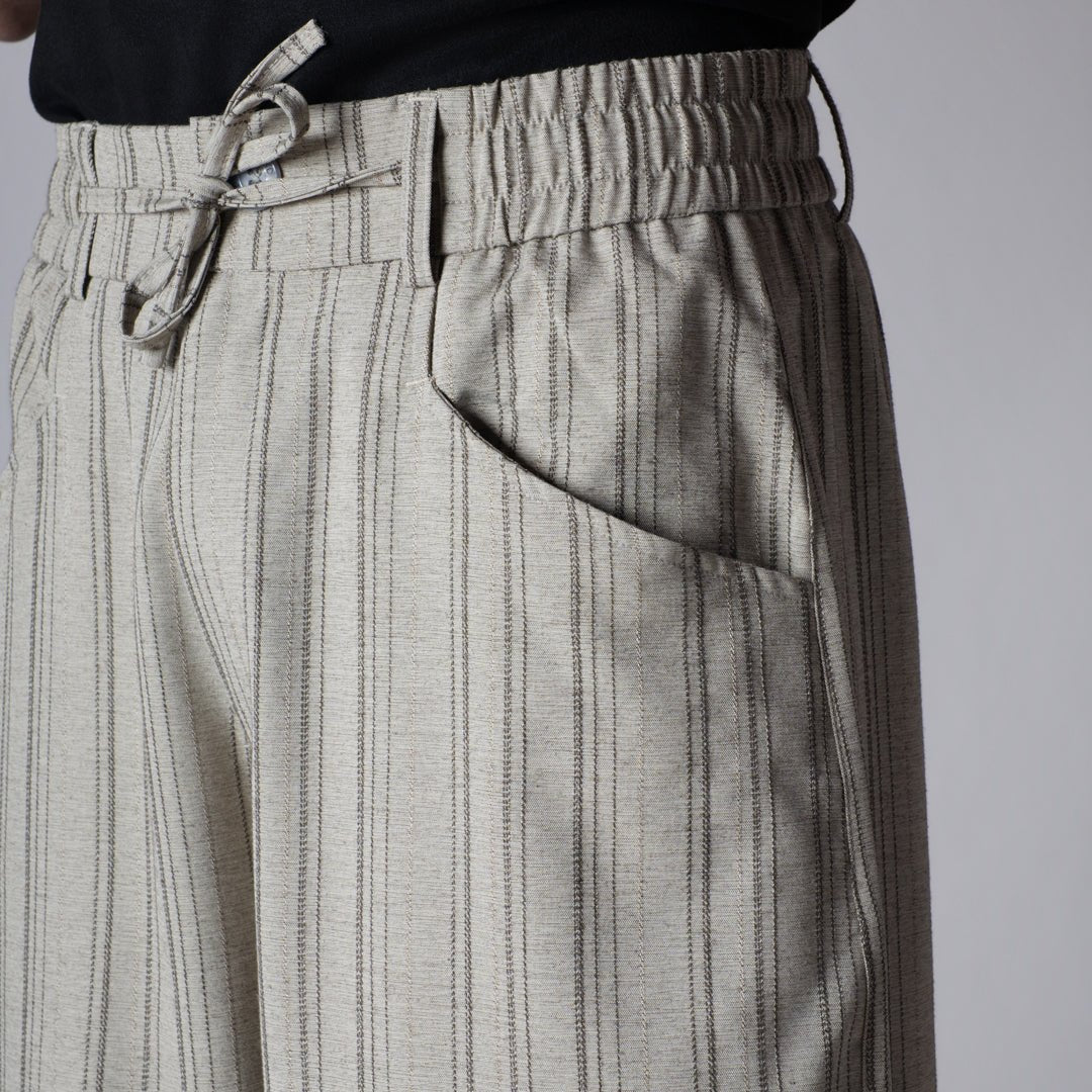 BEIGE PINSTRIPE WIDE PANTS