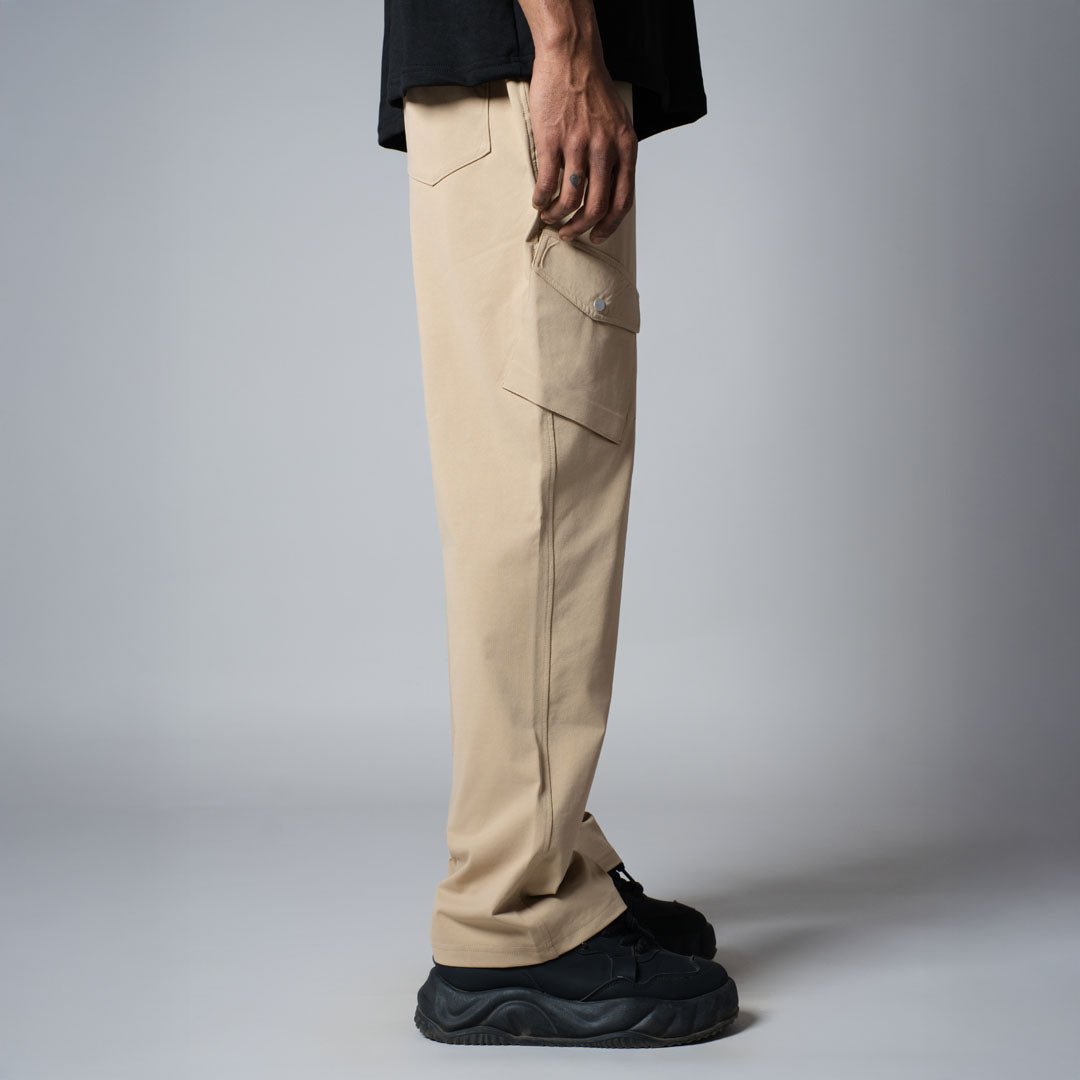 BEIGE SIDE POCKET CARGO SWEATPANTS
