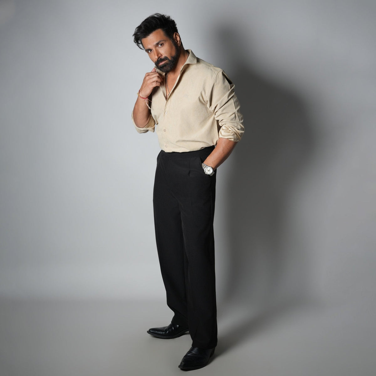 BEIGE SUEDE LASER LUXE SHIRT